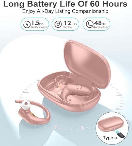 MOZOTER Wireless Sport Earbuds: Stylish Bluetooth Headphones with Enhanced Deep Bass, Secure Earhooks for Active Comfort, and Unmatched 60-Hour Battery Life – Ideal for Fitness, Meetings, and Everyday Use