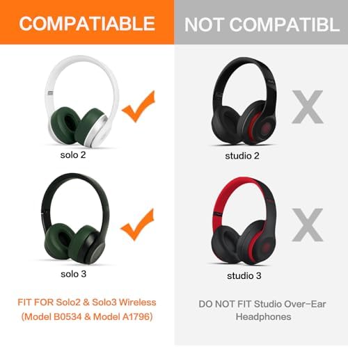 Upgrade Your Beats Solo 2 & 3 Experience with GVOEARS Premium Thicker Memory Foam Ear Pads – Exceptional Comfort & Noise Isolation, Durable 3 M Adhesive for Secure Fit, Stylish Grey Cushions for Enhanced Audio Performance and Long-Lasting Use – Perfect Headphone Accessories for Wireless & Wired Models