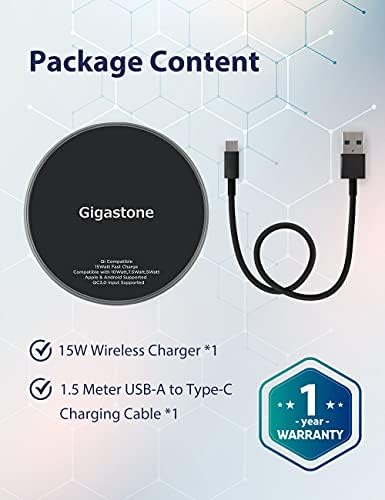 Gigastone 15 W Dual Wireless Charger Set – Qi-Certified Fast Charging Pads for i Phone 16/15/14/13/12/11/X/8, Samsung S24/S23/S22/S21/Note, Google Pixel, LG, and Air Pods Pro – Sleek Design with Advanced Safety Features for Effortless Cord-Free Charging Experience and Enhanced Device Organization
