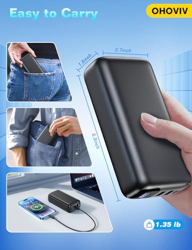 Massive 50000 m Ah Portable Power Bank with 22.5 W Fast Charging – Lightweight USB-C External Battery Pack with LED Display for i Phone 16/15/14/13 Pro, Android, and Samsung Galaxy – Ultimate Travel Companion for Non-Stop Charging
