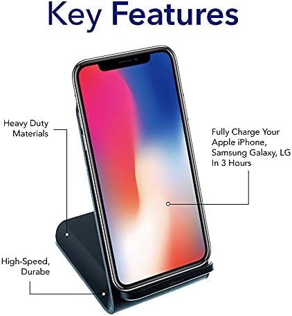 Effortless 10 W Dual Coil Qi Wireless Charging Stand – Premium USB-C Fast Charger for i Phone & Samsung Galaxy – Sleek Design with Over-Heat Protection, Perfect for Home & Office Use