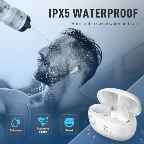 ZIPFORCE Bluetooth 5.3 True Wireless Earbuds with ENC Microphones – IPX6 Waterproof, Lightweight Design, 40-Hour Playtime, Touch Control Headphones for Seamless Audio Experience and Crystal-Clear Calls