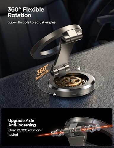 JOYROOM i Phone 16/16 Pro Max Mag Safe Car Mount – All Metal Magnetic Holder with 360° Adjustment & N55 Strong Magnets for Secure, Hands-Free Navigation – Compatible with i Phone 12/13/14/15 & Mag Safe Cases in Sleek Space Gray – Ultimate Driving Convenience and Safety