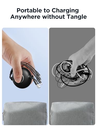 Aioneus Multi Charging Cable 3A Retractable Multi Charging Cord 3 in 1 Fast Charger Multiple Charger USB Cable with Lightning/Type C/Micro USB for Cell Phones/IP/Galaxy/PS/Tablets/iPads – Enhanced Compatibility and Speed