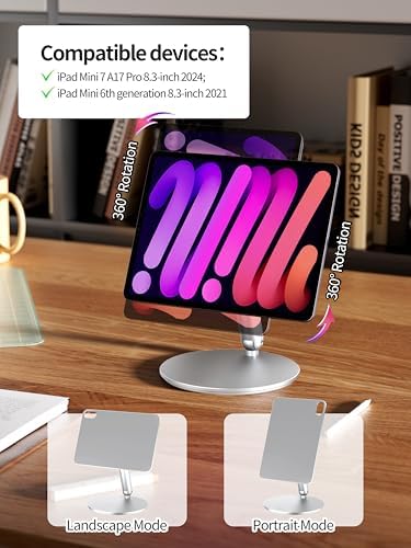 Transform Your i Pad Mini 6 (2021) Experience with LULULOOK Magnetic Stand – Ergonomic Aluminum Holder for Optimal Viewing & Drawing, Adjustable Height & Angle, Lightweight Design for Easy Portability and Versatile Portrait/Landscape Use