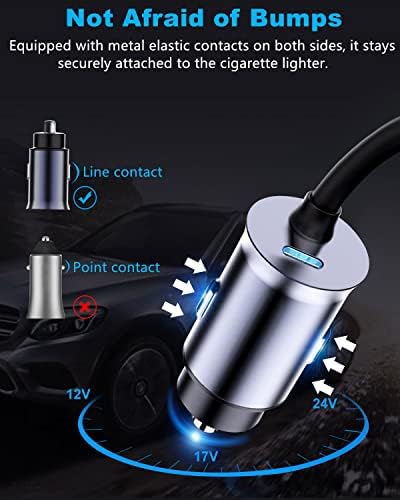 Dual-Port USB C Car Charger with 50 W Power Delivery – Super Fast Charging Adapter for i Phone 15/14 & Galaxy S24/S23 – Includes 4 ft Type C Cable – Enhanced Compatibility for Android Devices – Compact & Durable Cigarette Lighter Charger for On-the-Go Power Solutions