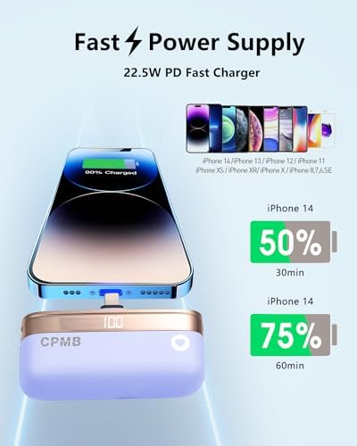 Compact 5,000 m Ah Portable Charger with 22.5 W Fast Charging – Sleek Power Bank with Digital Display for i Phone 16/15, Samsung, LG, Google & More – Ultimate Compatibility for On-the-Go Power Solutions