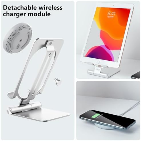 Nillkin Adjustable Metal Wireless Charging Stand – Fast Charge for i Phone 16 15 14 13 12 & Samsung Galaxy S25 S24 S23 S22 S21 Ultra/Plus – Versatile Space Grey Design for Enhanced Functionality and Safety