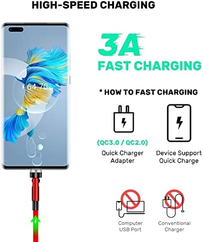 Revolutionize Your Charging with 540° Rotate Magnetic Charging Cables – 6.6 ft, 3-Pack, Universal Compatibility for USB Type C & Micro USB Devices, Fast Charging & 480 Mbps Data Transfer for Effortless Connectivity