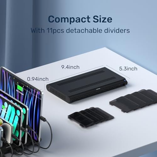 Unitek Quick Charge 3.0 Multi USB Charging Station – 10-Port Fast Charger for i Phone, i Pad, Tablets, and Kindles – UL Certified Safety with Sleek Black Design for Home and Office Use – Enhance Device Lifespan and Efficiency