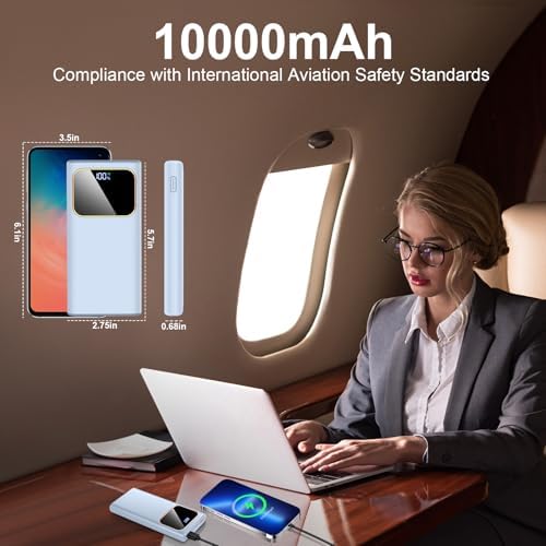 High-Speed 10000 m Ah Portable Power Bank with Dual USB-C Fast Charging – 22.5 W Battery Pack for Smartphones & USB Devices, LED Display, PD 3.0 & QC 4.0 Compatible, Ideal for Travelers & On-the-Go Users