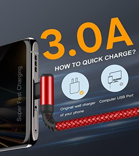 High-Speed USB-C to USB-C Charging Cable 60 W [2-Pack 10 ft] – Right Angle Design for i Phone 15 & 16, Mac Book Air/Pro, Samsung Galaxy S20-S25, Pixel – Ultimate Efficiency and Versatile Compatibility for Fast Data Transfer and Reliable Power Delivery