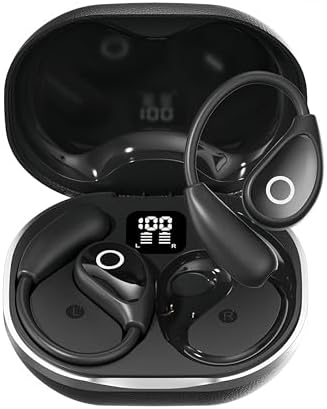 Stylish Pink Bluetooth Earbuds for Active Women – High-Performance Sports Headphones with 36-Hour Battery Life, IPX7 Waterproof Design, Secure Over-Ear Hooks, and Touch Control – Ideal for Gym, Running, and HD Sound Experience with Quick Charge Feature