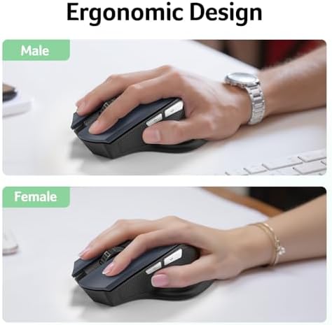 Acer Wireless Mouse for Laptop – Ergonomic 2.4 GHz Cordless USB Mouse with 3 Adjustable DPI Settings (800/1200/1600) for Enhanced Productivity | Perfect for Medium to Large Hands, Featuring 6 Functional Buttons for Office & Home Use, Durable Design for Long-Lasting Performance