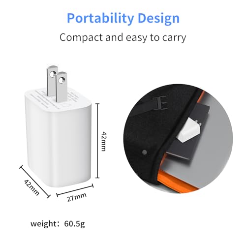 Ultra-Fast 20 W USB-C Charger Block 2-Pack for i Phone & Android – MFi Certified Power Adapter for i Phone 15/14/13/12/11 Pro Max, Galaxy & More – Compact, Travel-Friendly Design for Quick Charging Efficiency