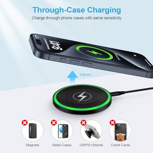 15 W Fast Wireless Charger Pad for Samsung Galaxy, i Phone, Pixel & Motorola – Ultimate Charging Station with Safety Features & Sleek Design – Perfect for S25 Ultra, Z Flip 7, G Power & More – Portable Qi-Compatible Solution with Power Adapter Included