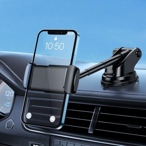 Seamless Vlogging & Filming Car Phone Holder for Windshield | Multi-Angle Adjustable Mount for 4.7″-6.9″ Devices | Compatible with i Phone 16/15/14 & Samsung S25 Ultra | Secure No-Swivel Design for Safe, High-Quality Recording | Easy Installation & Compact Storage
