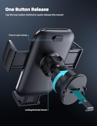 Lamicall 2025 Car Phone Holder with Wider Clamp & Metal Hook – Enhanced Air Vent Mount for Thick Case Compatibility, 360-Degree Rotation, Easy Installation, Dark Grey Finish for Ultimate Hands-Free Navigation and Safety