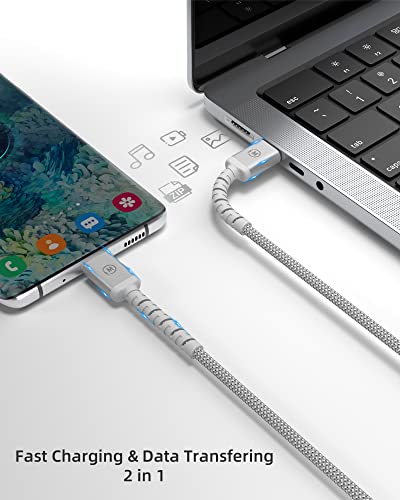 imuto 100 W Fast Charging USB C to USB C Cable (6.6 ft, 2-Pack) – Premium Braided Design for Enhanced Durability and Speed, Compatible with i Phone 15 Series, Mac Book Pro 2020, i Pad Pro 2020, and Samsung Galaxy S23+ – High-Speed Data Transfer up to 10 Gbps, Perfect for Home and Office Use