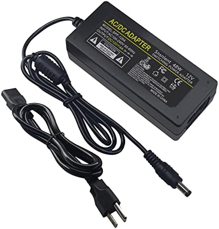 Reliable 12 V 4 A AC/DC Power Supply Adapter – 48 W Universal Charger for LCD Monitors, LED Strip Lights, and CCTV Systems – Optimized Compatibility with 5.5 x 2.5 mm Connector for Superior Power Efficiency