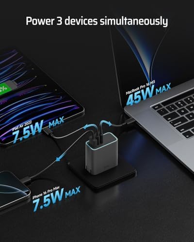 CUKTECH 65 W USB-C Fast Charger – Compact & Foldable Ga N Power Adapter for Multi-Device Charging – Ideal for i Phone, Mac Book, Galaxy & i Pad – Enhanced Safety Features with Overheating Protection – Sleek Grey Design for Modern Aesthetics – Efficient 3-Port Charging Solution for Home, Office & Travel – Upgrade Your Charging Experience with a Durable, High-Performance Charger that Combines Style and Functionality – Perfect for On-the-Go Power Needs – Streamline Your Tech Setup with Reliable Speed and Compatibility – Elevate Your Power Game Today!