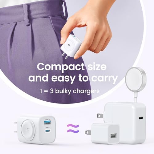 Rapid 20 W PD USB C Wall Charger – 3-in-1 Power Hub for Apple Watch Series Ultra/9/8/7/6 & i Phone 16/16 Pro/15 Series – Sleek, Portable Design for Tech Savvy Professionals – Ultimate Fast Charging Solution with Built-in Safety Features for On-the-Go Convenience