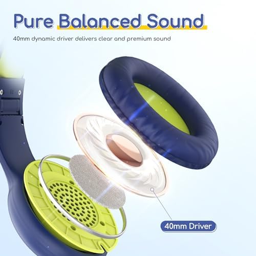 Kid-Friendly Foldable Wired Headphones with Microphone – Volume Limiting Safety (85/94 d B) for Hearing Protection, Share Port for Collaborative Audio, Ideal for Tablets, PCs, and School Use – Enhanced Type C Compatibility for Optimal Sound Quality and Comfort