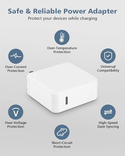Elevate Your Charging Experience with the 100 W USB-C Fast Charger for Mac Book Pro – Versatile Power Solution for Mac Book Air, i Pad Pro, and All USB-C Devices – Ultra-Lightweight, ETL-Certified Adapter with Advanced Safety Features – Ideal for Home and Office Use, Backed by a Hassle-Free 90-Day Satisfaction Guarantee