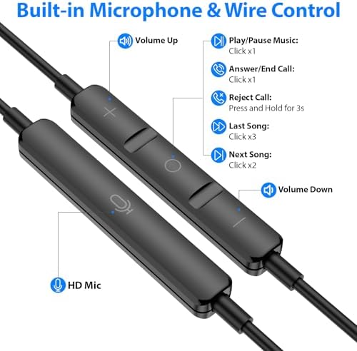 High-Fidelity USB C Wired Earbuds for Samsung and i Phone – Ergonomic Type C Stereo Earphones with Microphone, Volume Control & Magnetic Design for Ultimate Comfort – Enhance Your Audio Experience on Android Devices & i Pads in Sleek Black