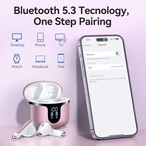 Revolutionary Wireless Earbuds with Advanced Bluetooth 5.3 – 50 Hours of Uninterrupted Playtime, Enhanced ENC Noise Cancelling Microphones for Superior Call Clarity, LED Battery Indicator, Sport-Optimized Design for Phones, Tablets, and Laptops – Elegant White Finish for Comfort & Performance Excellence