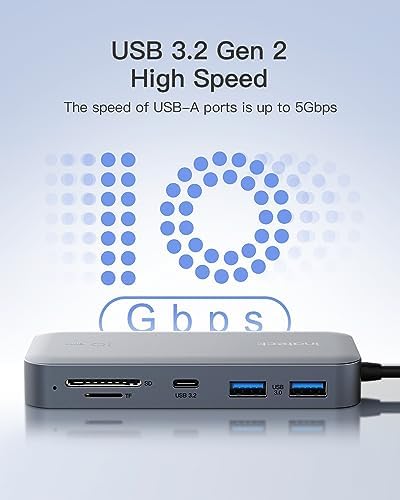 Inateck 10-in-1 USB C Docking Station – Ultimate 4 K 60 Hz HDMI Hub with RJ45 Ethernet and 100 W Power Delivery for Seamless Device Connectivity on Windows, Mac, and Linux – Optimize Your Workspace and Boost Productivity