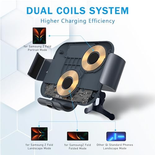 Ultimate Wireless Car Charger Mount for Galaxy Z Fold Series & S22 Ultra – 10 W Fast Auto-Clamping Phone Holder for Air Vent & Dashboard – Effortless Charging & Navigation with Enhanced Compatibility – Sleek Black Design for Modern Vehicles