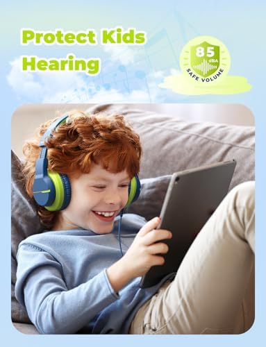 i Clever Kids Headphones: Safe 85 d B Volume-Limited Over-Ear Stereo Sound for Children – Foldable, Lightweight, and Compatible with i Pads and Computers for Easy Travel and Learning