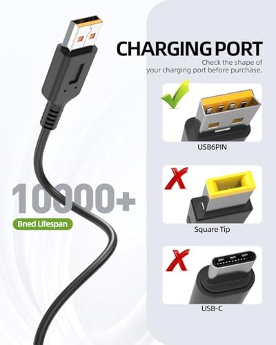 Lenovo Ideapad Yoga 3 Pro Charger – High-Speed 65 W Power Adapter with 7.5 ft Cable for Enhanced Flexibility and Compatibility – UL Certified Safety Features for Reliable Charging of Yoga Series and Miix Models – Ultimate Peace of Mind for Home, Office, and Travel Use