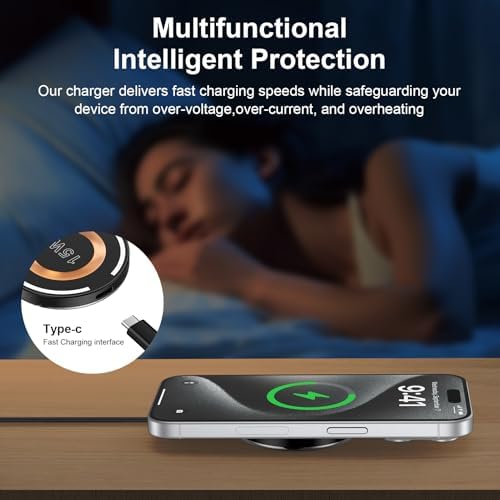 15 W Qi Wireless Charging Pad for Fast Charging – Compatible with i Phone 15/16/14/13/12, Samsung Galaxy S23/S24/S25/S21/S20, Google Pixel 9/8 XL, and Moto Edge – Sleek, Portable Design with Intelligent Overheating Protection and Non-Slip Surface for Hassle-Free Power Solutions