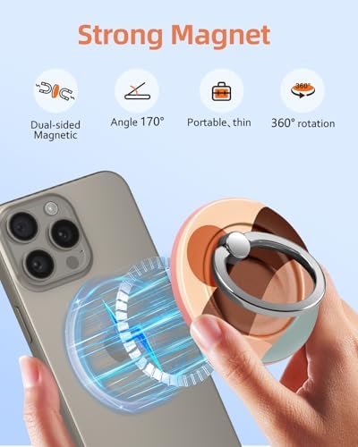 Magnetic Phone Grip Holder for i Phone – Adjustable Mag Safe-Compatible Finger Ring Stand with Fun Designs for Secure Selfies and Video Calls – Lightweight, Durable, and Removable Accessory to Elevate Your Smartphone Experience