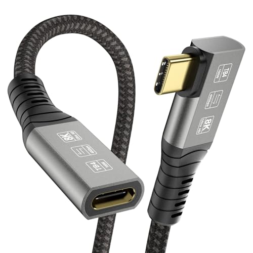 USB-C 4FT 40Gbps Braided Cable – 90 Degree, 8K Display, 100W Charging, Compatible with Thunderbolt 4/3 USB4/3, MacBook Pro, External SSD, eGPU – Enhanced Compatibility and Speed