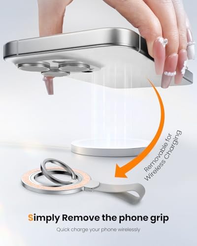 Tycamp Mag Safe-Compatible Glitter Phone Grip Ring Holder Stand for i Phone 16/15/14/13/12 Series – Stylish Magnetic Phone Accessory with Removable Rotating Design for Enhanced Grip and Glam Appeal in Black – Secure Attachment for Selfies, Texting, and Viewing