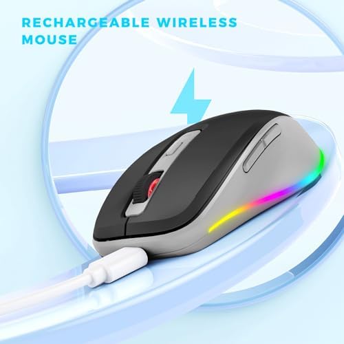 PEIOUS Rechargeable Wireless Mouse with LED – Innovative Jiggler Technology to Keep Your Computer Awake – Sleek Black Design for Optimal Comfort and Productivity