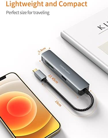 Sleek 5-in-1 USB C Hub Multiport Adapter – Aluminum 4 K HDMI, 1 Gbps Ethernet & 3 USB 3.0 Ports for Enhanced Connectivity on Mac Book Pro/Air, i Pad Pro & Surface Go – Ultimate Solution for Fast Data Transfer & Seamless Streaming