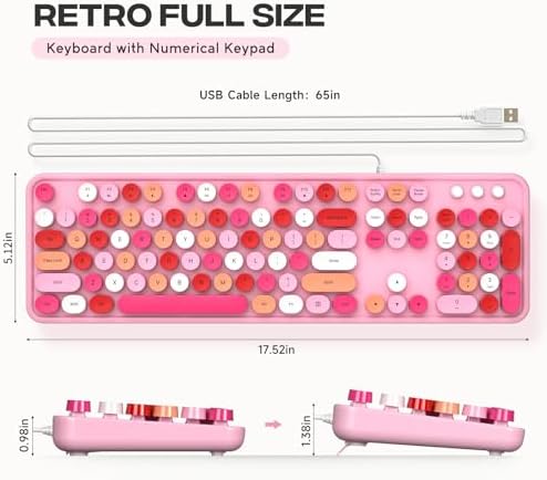 Illuminate Your Workspace with the Large Print Backlit Keyboard – Ergonomic USB Wired Multimedia Keyboard with Rainbow LED Lighting for Enhanced Comfort and Visibility on Windows PCs & Laptops