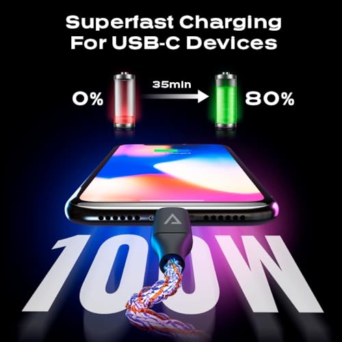 Durable 10 FT USB C Charging Cable for Apple Devices – Statik Durabraid 27 W Fast Charger for i Phone 14 Pro Max, High-Speed Data Transfer with Premium Nylon Braided Design, Enhanced Flexibility and Longevity for Everyday Use