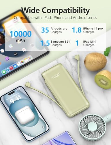 Dual 10000 m Ah Portable Power Bank Set with Built-In Cables and Fast Charging – Travel-Ready USB-C Charger for i Phone & Android Devices in Sleek White & Purple Design – Ultimate Compatibility for On-the-Go Power Solutions