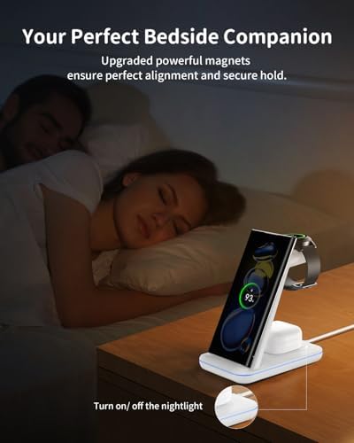 Revolutionize Your Charging Routine with the Joy Geek 3-in-1 Wireless Charger Station for Samsung Devices – Fast Charging Dock for Galaxy Watch7 Pro/4/3/Active2/1, S24/S23 Ultra/S22/S21/S20/Note 20, Z Fold & Flip, and Buds 3 Pro – Enhanced Compatibility, Sleek Design, and Built-in Safety Features for Efficient Power Management