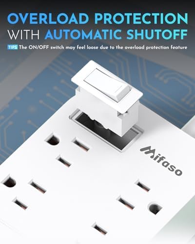 Versatile 10 Ft Braided Power Strip with Flat Plug – 4 Outlets & 3 USB Charging Ports for Effortless Device Management, Overload Protection, and Space-Saving Wall Mount Design for Home and Office Use