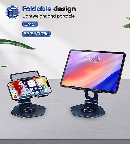 Premium 360° Swivel Tablet Stand for Desk – Adjustable Aluminum i Pad Holder with Rotating Base, Foldable Design for i Pad Pro (12.9/11/10.5/9.7) & All Tablets – Ultimate Comfort & Versatility in Grey Color