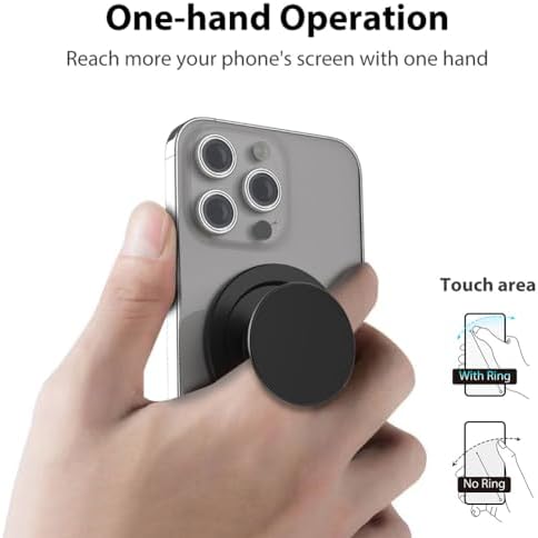 Magnetic Phone Grip for MagSafe, Phone Ring Holder Finger Kickstand Wireless Charging Compatible, Adjustable Magnet Phone Rings Gripper Stand for iPhone Mag-Safe Accessories – Sparkle Black – Enhanced Compatibility and Speed