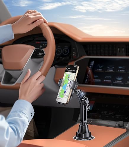 Cup Holder Cell Phone Holder for Car Mount, Car Cup Phone Holders for Your Car Phone Holder, Trucks, SUVs, Compatible with iPhone 16 15 14 13 Plus Pro Max Galaxy S24 All 4-7” Phone – Enhanced Compatibility and Speed