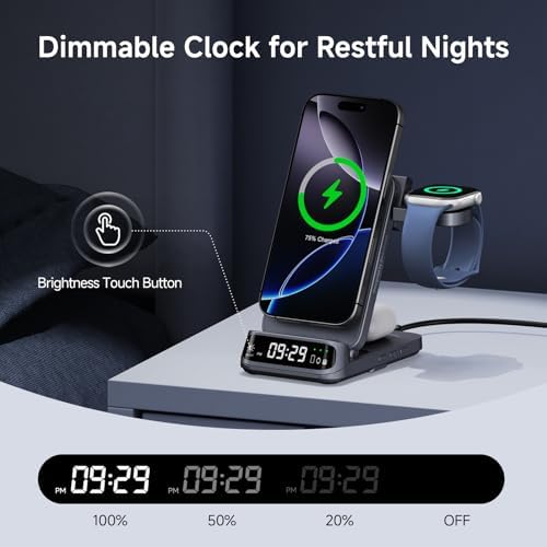 Foldable 3-in-1 Magnetic Wireless Charging Station: Mag Safe-Compatible Charger for i Phone 16/15/14/13 Series, Apple Watch, and Air Pods – Enhanced Portability and Fast Charging for Travel and Home Use