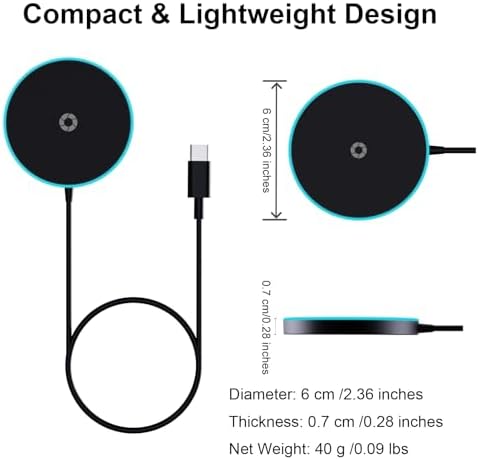 Enhance Your Charging Experience with the Premium 15 W Mag Safe Wireless Charger – LCD Display, Magnetic Fast Charging Pad for i Phone 12-16 Series, Sleek Glass Design, USB-C Port, Perfect for On-the-Go Power Solutions